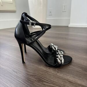 Michael Kors Black and Silver Chain Strappy Stiletto Heels